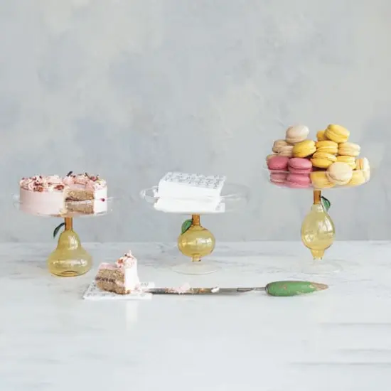 Hello Honey&reg; 7.75" Pear Perfection Glass Food Pedestal {5}