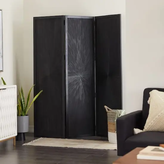 Black Mango Wood Contemporary Room Divider Screen, 70" x 59" {8}