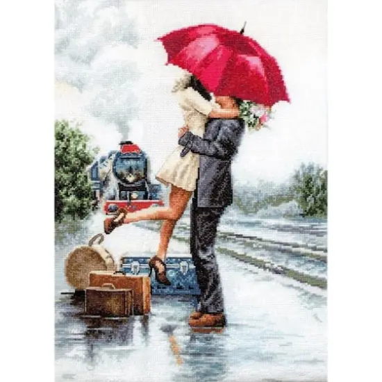 Luca-s Couple On Train Station Counted Cross Stitch Kit {1}