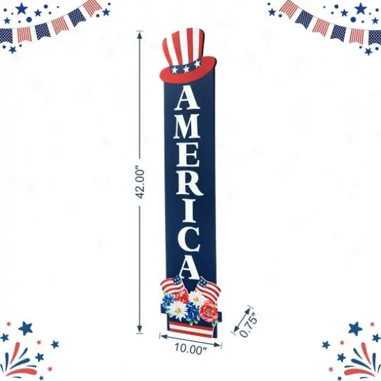 Glitzhome&reg; 42" Patriotic America Wood Porch D&eacute;cor {9}