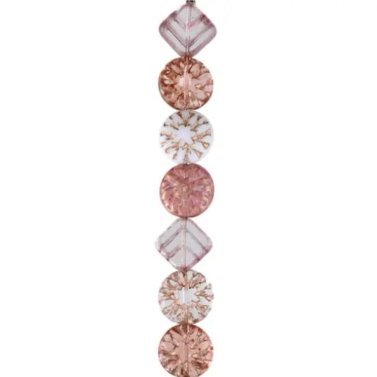 Pink Starburst Czech Glass Diamond & Flat Round Bead Mix by Bead Landing&trade; {1}
