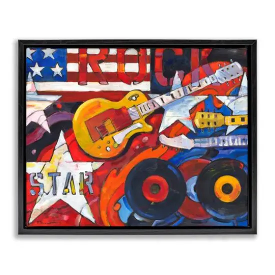 Stupell Industries Rockstar Americana Music Tribute Floater Framed Art Black {1}