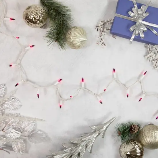 50ct. Mini Christmas String Lights with White Wire Purple {6}