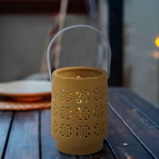 Flora Bunda&reg; 6.25" LED Pieced Star Ceramic Lantern {4}