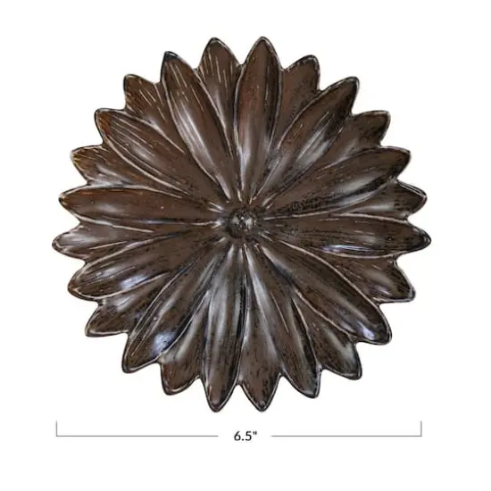 Hello Honey® 6.5" Brown Glaze Stoneware Flower Plate, 4ct. {4}