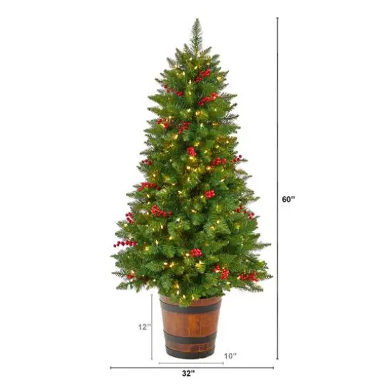 5ft. Pre-Lit Colorado Aspen Artificial Christmas Tree in Decorative Planter, White LED Lights {8}