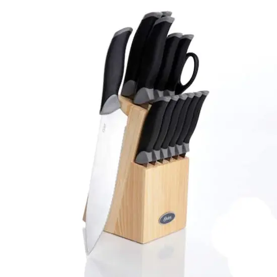 Oster Lindbergh 14 Piece Stainless Steel Cutlery Knife Set with Pine Wood Block {3}