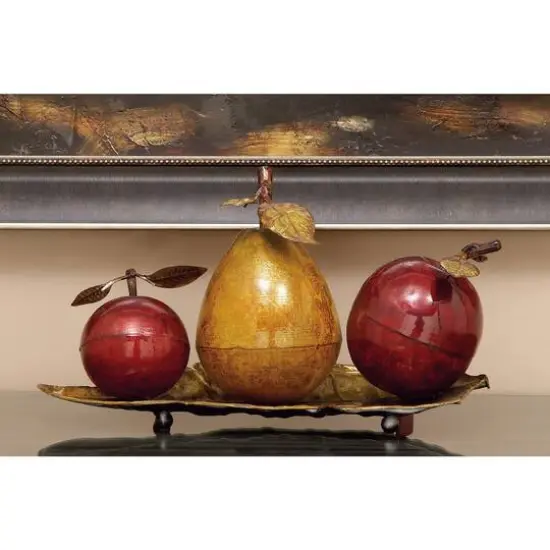 19" Red Iron Traditional Decorative Fruit with Tray {8}
