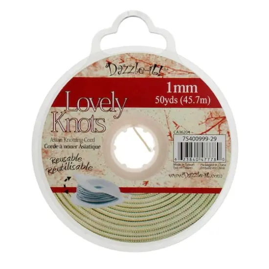 John Bead Lovely Knots 1mm Asian Knotting Cord with Bobbin, 50yd. Ivory {4}