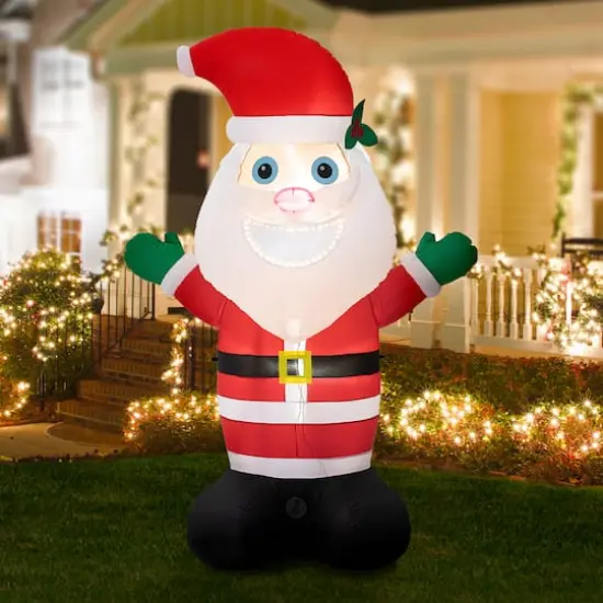 Glitzhome® 8ft. LED Lighted Musical Santa Inflatable Décor {3}