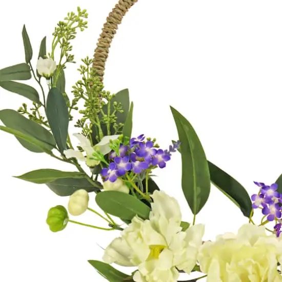 18" Spring Peony & Mini Blossoms Hoop Wreath {4}