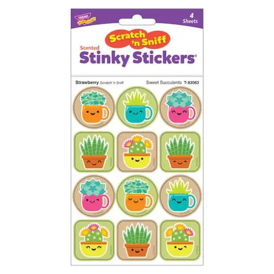 TREND Enterprises® Sweet Succulents, Strawberry Scent Scratch 'n Sniff Stinky Stickers®, 48 Per Pack, 6 Packs {4}