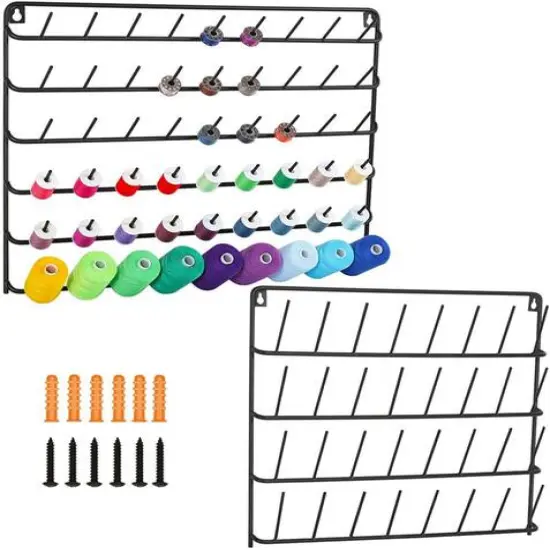 NEX&trade; Black 32-Spool and 54-Spool Wall-Mounted Sewing Thread Rack Set {1}