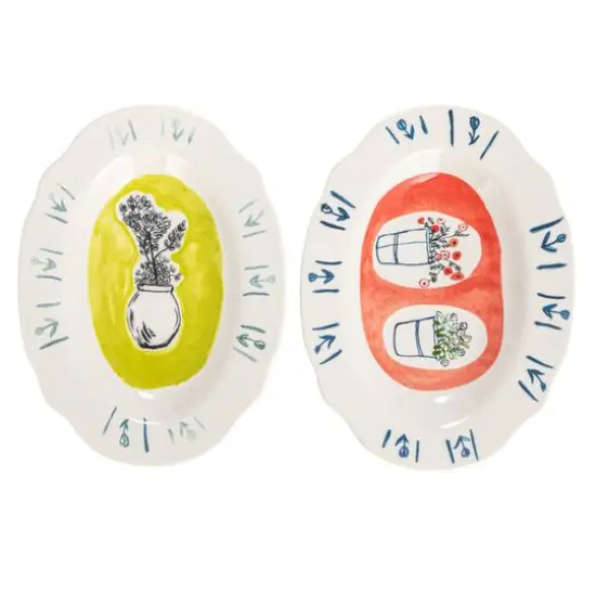 Hello Honey&reg; 8" Flower Styles Stoneware Platter Set {8}