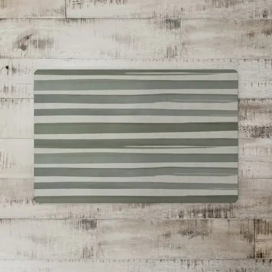 Watercolor Stripes Floor Mat Green {3}