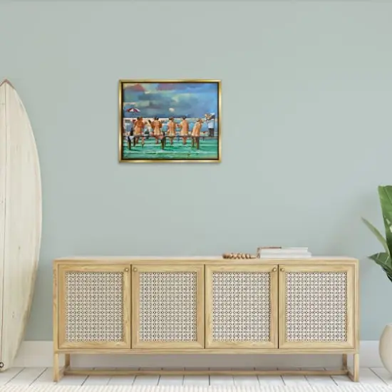 Stupell Industries Women on Dock with Tan Lines Floater Framed Art Gold {3}