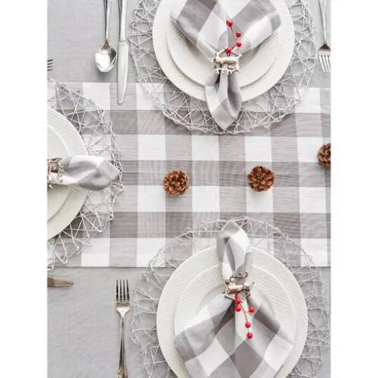 DII&reg; Buffalo Check Oversized Napkin, 6ct. Gray/White {10}