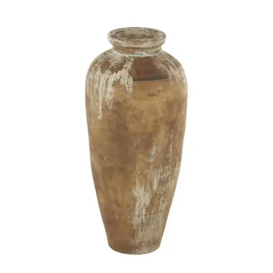 Brown Ceramic Antique Style Distressed Patina Vase {4}