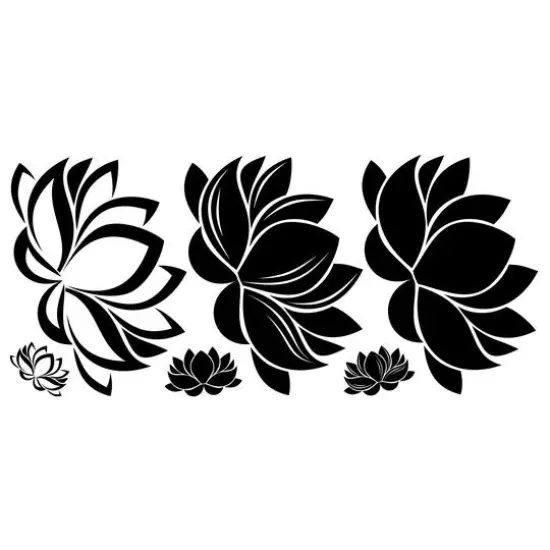RoomMates Black Line Art Lotus Peel & Stick Giant Wall Decal Set {1}