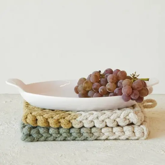 Hello Honey&reg; 10" White Stoneware Trays with Handles, 4ct. {3}