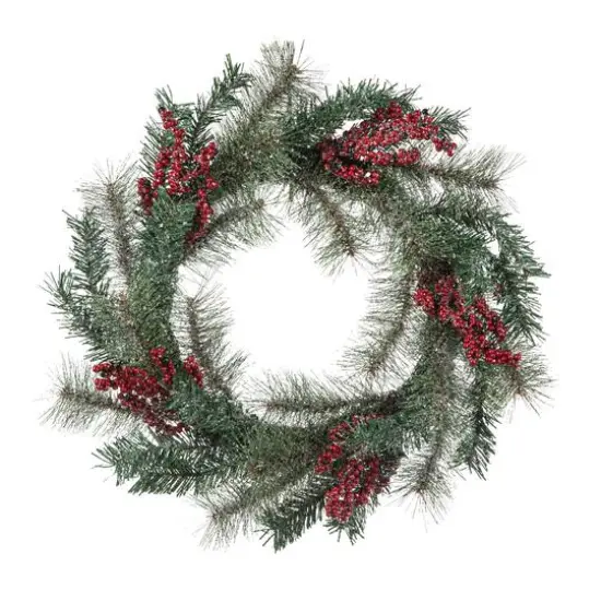 Glitzhome&reg; 24" Christmas Sugared Pine Needle & Berry Wreath {1}