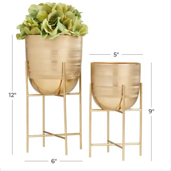 Gold Modern Planter, Set of 2" 6", 5" {7}