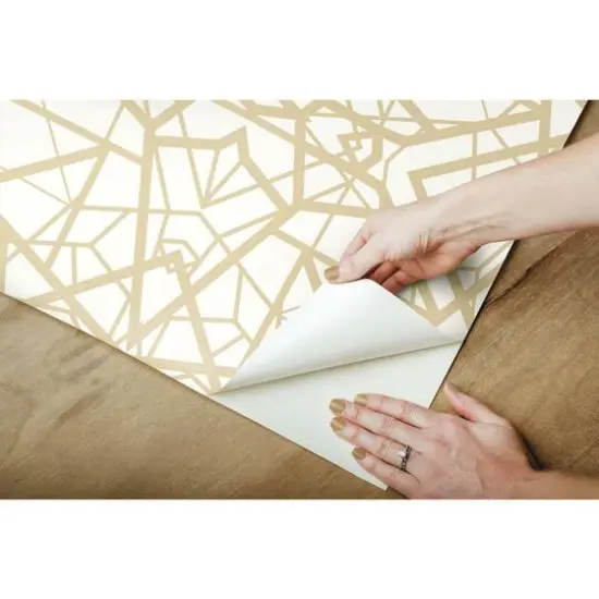 RoomMates White & Gold Shatter Geometric Peel & Stick Wallpaper {9}
