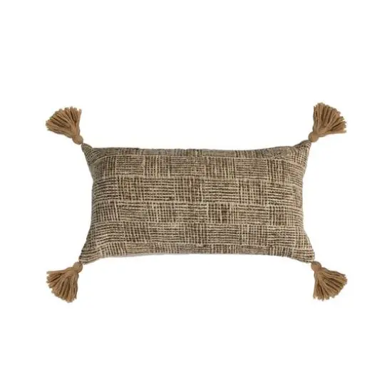 Hello Honey&reg; Chambray Back Woven Cotton Blend Lumbar Pillow with Tassels {1}