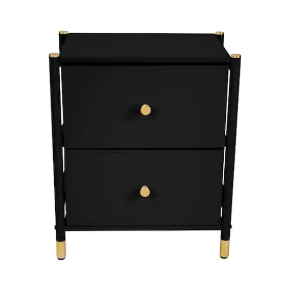 Simplify 2 Drawer Luxury Nightstand Black {7}