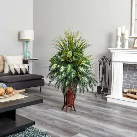 4ft. Mixed Greens & Cattails in Stand Planter {4}