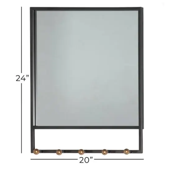 24" Black Industrial Metal Wall Mirror {7}