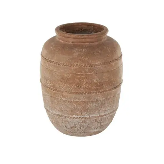 18" Brown Magnesium Oxide Mediterranean Inspired Vase {5}