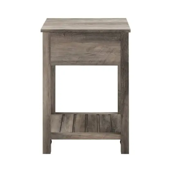 Walker Edison Gray Wash Country Single Drawer Nightstand {8}