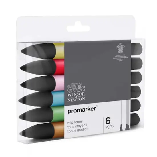 Winsor & Newton&reg; ProMarker&trade; Mid Tones 6 Marker Set {5}