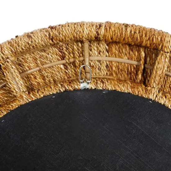 35" Brown Coastal Rattan Wall Mirror {6}