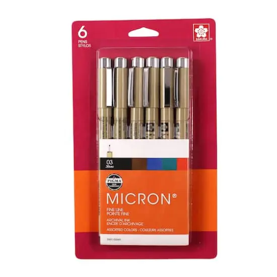 Micron&reg; 03 Mixed Colors Fine Line Ink Pens, 6ct. {1}