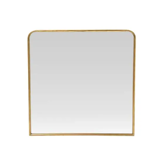 Hello Honey&reg; Brass Finish Square Metal Framed Wall Mirror {1}