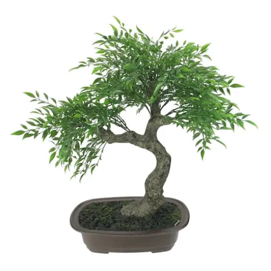 18" Artificial Mini Maple Bonsai Tree in Brown Pot {1}
