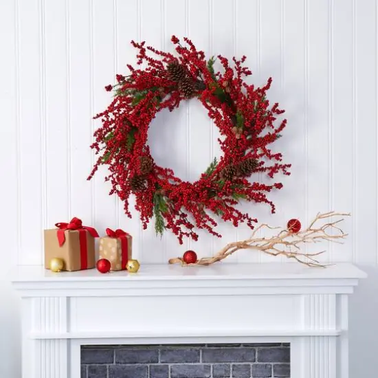 2.8ft. Cypress Berry & Pinecone Wreath {3}