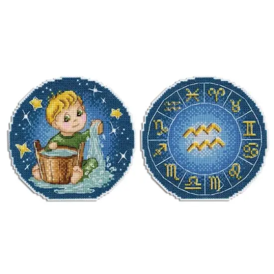 MP Studia Zodiac Signs Aquarius Plastic Canvas Counted Cross Stitch Kit {1}