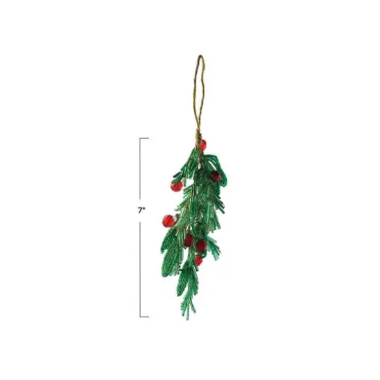 Hello Honey&reg; 7" Glass Bead Mistletoe & Berries Ornament {4}