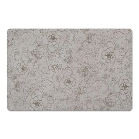 Line Floral Floor Mat Gray {1}