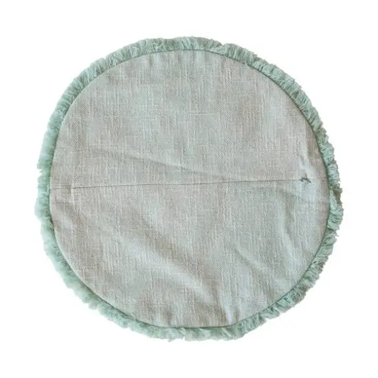 Hello Honey® 16" Light Green Embroidered Dove & Fringe Round Cotton Pillow Cover & Insert {4}