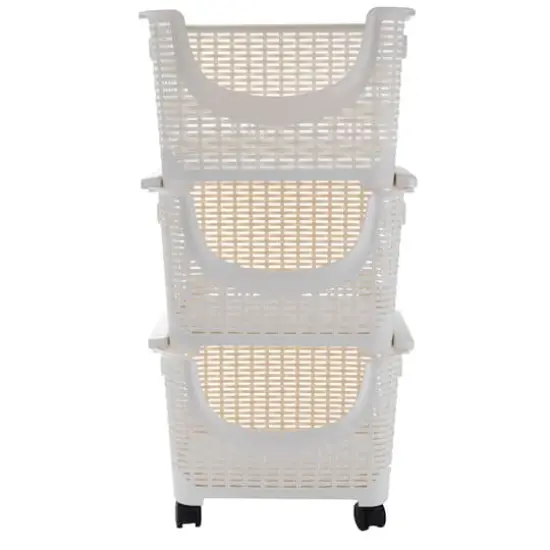 Mind Reader 3-Tier Ivory Rolling Plastic Storage Containers {1}