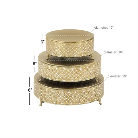 Gold Glam Round Metal & Glass Mosaic Cake Stand, 3ct. {7}