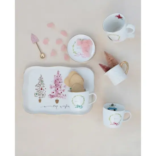 Hello Honey&reg; 5" Round Stoneware Plate Set with Holiday Words {3}