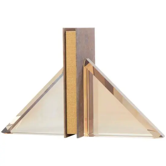 6" Gold Crystal Geometric Pyramid Shaped Bookends Set {6}