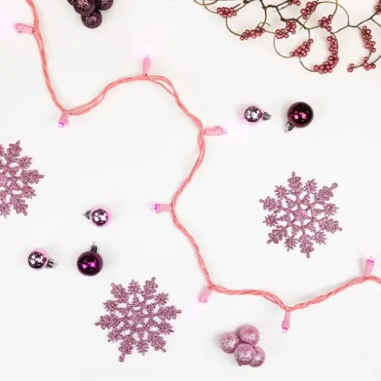 100ct Pink LED Wide Angle Valentine's Day Lights 33ft Pink Wire {6}