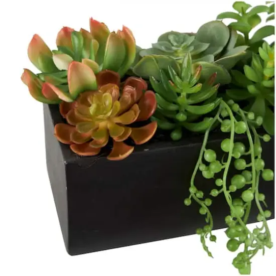 13" Green Faux Foliage in Black Planter {4}