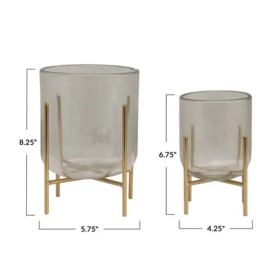 Hello Honey&reg; Gold Finish Vases & Candle Holders With Metal Stands Set {7}